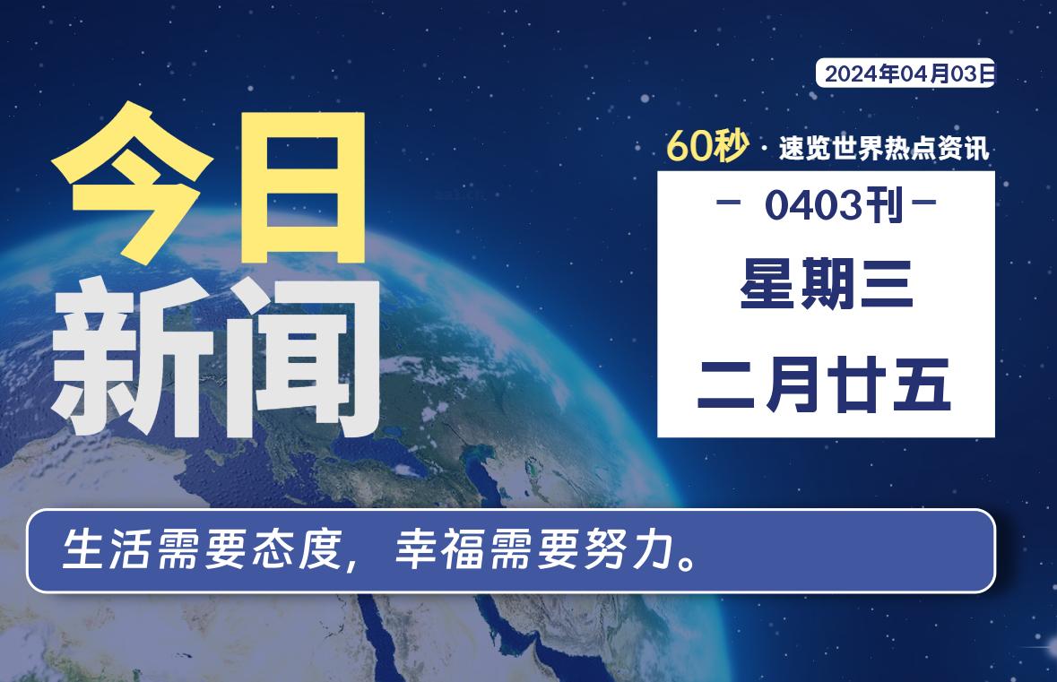 04月03日，星期三, 每天60秒读懂全世界！-李峰博客